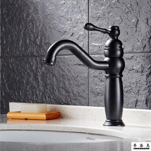 European style copper retro black bronze faucet simple kitchen faucet under counter basin faucet lift faucet