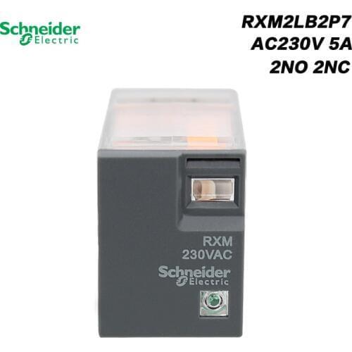 Schneider Electric 230VAC 5A Coil Mini Small Relay LED 8 Needles Pin 2NO2NC RXM2LB2P7 Intermediate Relay Low Power Relay 5A