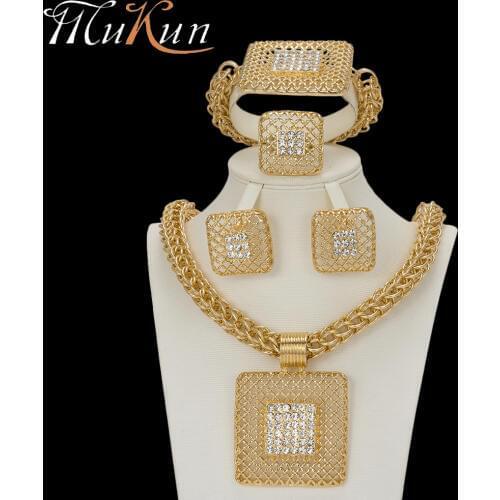 MuKun Fashion turkish jewelry set for women Big necklace choker african beads jewelry sets Classic necklace/earrings/bracelet