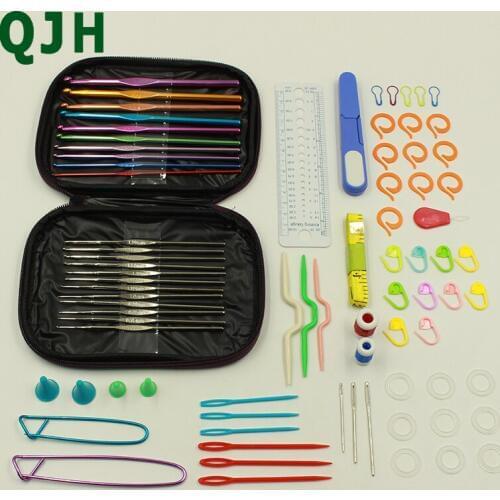 Fancy Crochet Hooks Set 81pcs Colorful Aluminum Needles Stitches Knitting Craft Exclusive Weaving Tools Accessory Sewing Collect