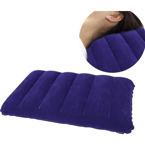 Air Inflatable Pillow Outdoor Travel Portable Folding Double Sides Flocking Cushion for Travel Plane Hotel Home Pillow