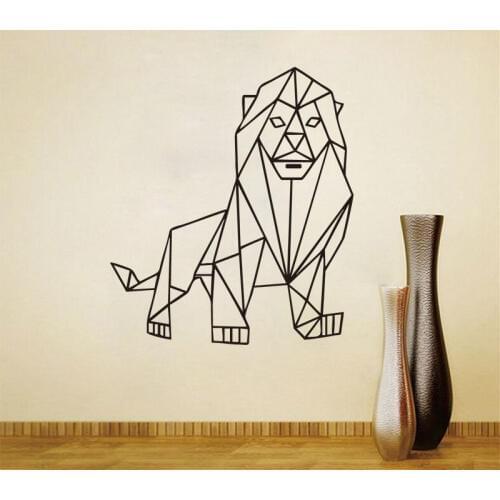 Animals Decal Mighty Lion Outline Geometric Wall Sticker Grandiose Removable Vinyl Wall Decals Home Decoration Accessories SYY86