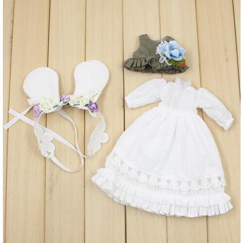 Outfits for Blyth doll Mori Girl style White dress Hair decoration waistcoat Super natural suit for 1/6 BJD ICY DBS