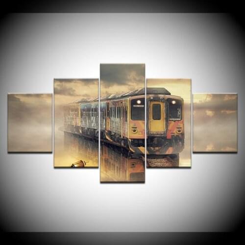 The Ancient train 5 Piece Wall Art Canvas Print modern Poster Modular art painting for Living Room Home Decor