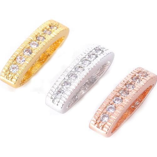 New Arrival CZ Gold Arc Shape Copper Metal Beads For Necklace Bracelet Jewelry Accessories 5pcs CHF161