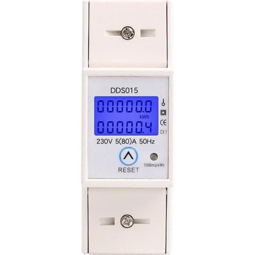 Backlights Single Phase Wattmeter Power Consumption Watt Electronic Energy Meter KWh 5-80A 230V AC 50Hz With Reset Function