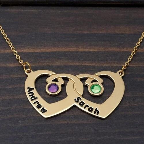 Personalized Heart Necklace Customized Necklace with Birthstone Custom Name Engraved Pendant Necklace Birthday Gift for Friends