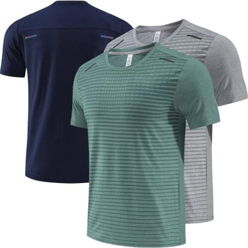 Polyester Mens T-Shirt Round Neck Running Shirt Micro Elastic Compression Bodybuilding T-Shirts Short Sleeve T Shirt For Man