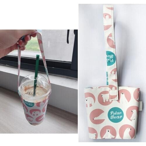 Portable Cup Bag Carrier Pure Cotton Cloth Cup Cover For Milk Tea Juice Lovely Odorless Small Gift Handbag Bottle Covers Holders