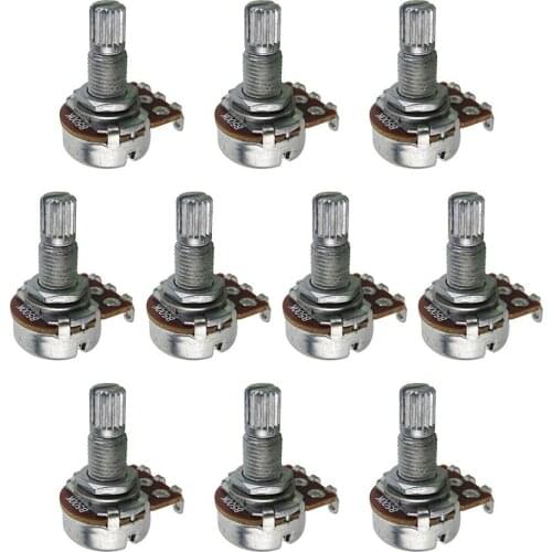 FLEOR 10pcs Long Shaft Mini Guitar Potentiometers Pot B500K Linear Taper Guitar Accessories