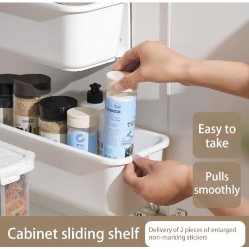 Cabinet Sliding Shelf Hanging Plastic Storage Rack Space Saver Food Organizer Shelf Portable Home Kitchen Tool