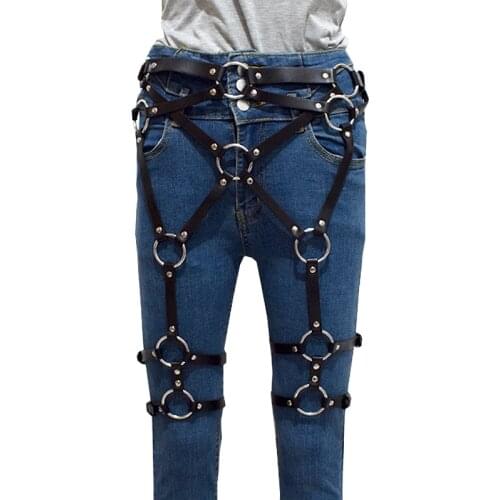 Sexy BDSM Bondage Leather Harness Toys For WomenGothic Adult Leg bondage harness Suspenders Straps Garter Belt Accessories