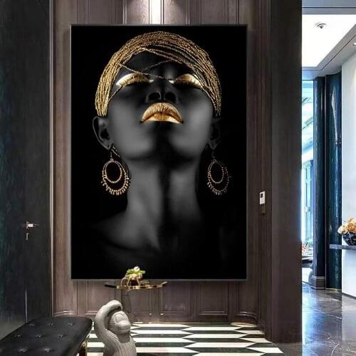Modern Art Canvas Painting African Black Woman Posters and Prints Scandinavian Wall Art Pictures For Living Room Home Decoration