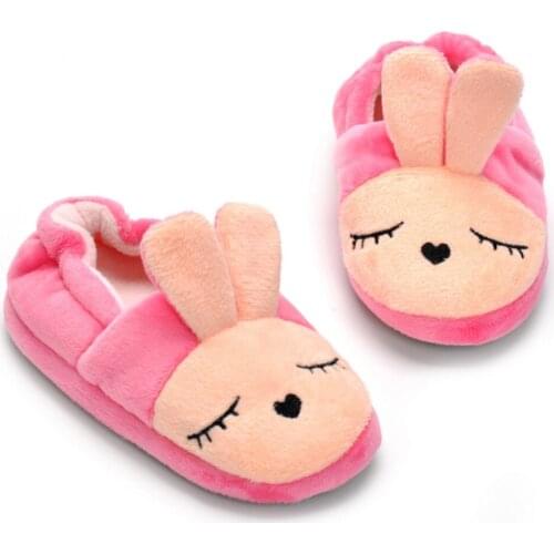 Toddler Girl Slippers Baby Girls Premium Soft Plush Slippers Cute Bunny Cartoon Warm Non-Slip Winter House Shoes Kids Slippers