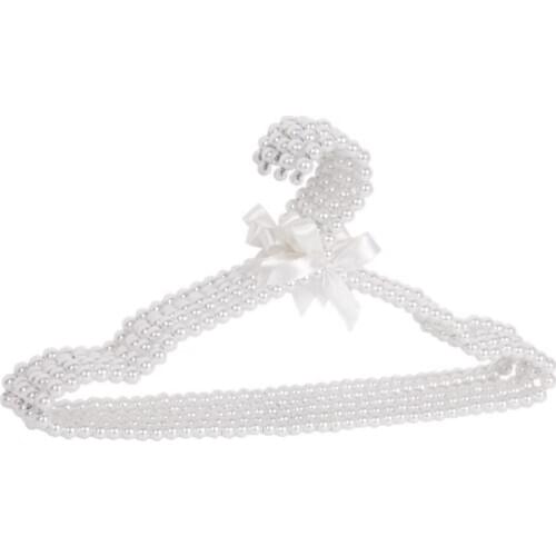 10 Pack Pearl Beads Plastic Elegant Fashion Clothes Hangers Standard Hangers for Adults and Children(White)