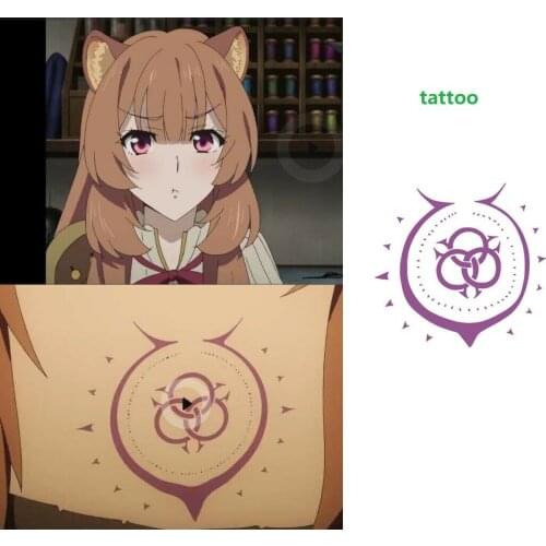 Anime The Rising of The Shield Hero Rafutaria Slave Logo Temporory Tattoo Cosplay Prop Gifts