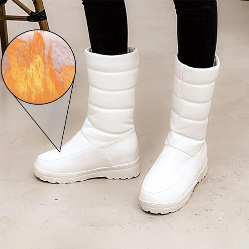 Plus Size 34-50 Concise Platform Fur Booties Lady Casual Low Heel Ankle Snow Boots Women 2019 Winter Warm Non-slip Shoes Woman