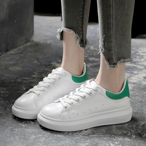 Women sneakers 2019 spring shoes woman soft leather sneakers women flats ladies lace-up flats shoes