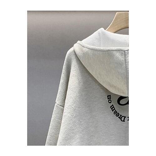 Womens Letter Hoodies Gray White Yellow Embroidered Hooded Sweatshirt Zipper Knit Cardigan 2021 Autumn New Ladies Knitwear
