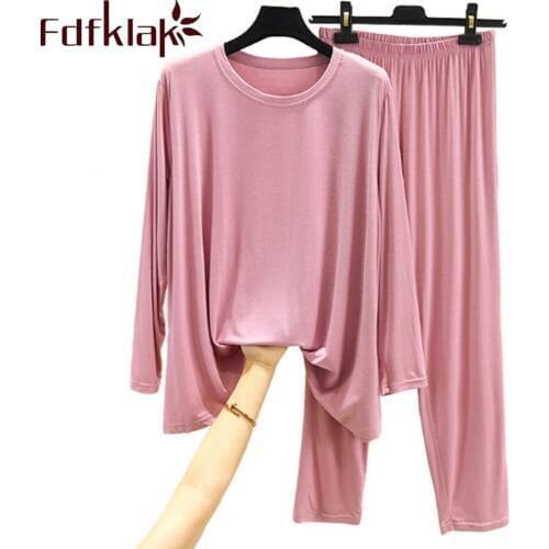 Fdfklak Suit Women Two-Piece Modal Long-Sleeved Leisure Home Wear Women Sleepwear Sets New Spring Summer Autumn Homewear