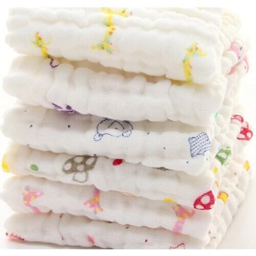 1PC Baby Cotton Gauze Muslin Face Towel 6 layers Baby Towel Wash Cloth Handkerchiefs Infant Baby Feeding Saliva Towels