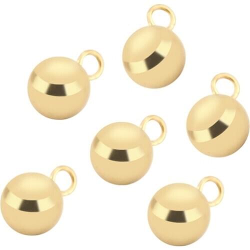 10pcs/lot Stainless Steel Gold Tone 6mm Width Spacer Ball Beads with Loop Pendants For DIY Jewelry Making Bracelets Necklaces