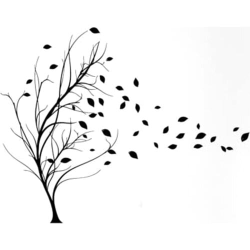 16cm*12.6cm Cartoon Tree Leaves Decor Car Sticker Vinyl Decal Black/Silver S3-5864