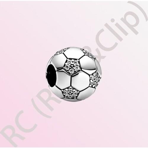 2020 New Arrival S925 Sterling Silver Beads Sparkling Football Charms fit Original Pandora Bracelets Women DIY Jewelry