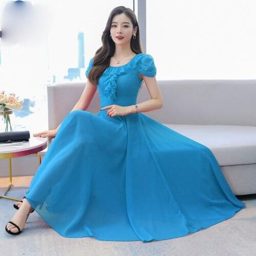 2021 Summer Vintage Plus Size Boho Dress Elegant Chiffon Casual Beach Maxi Dresses Women Bodycon Party Red Maxi Dresses Vestidos