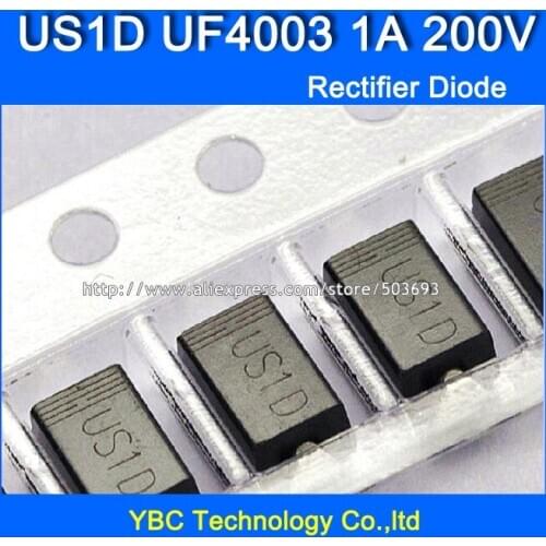 500pcs/lot US1D UF4003 1A/200V SMA Fast Recovery Rectifier Diode