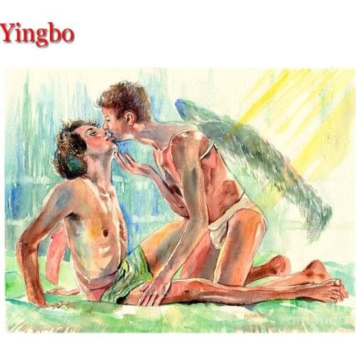 5D DIY square round Diamond Painting Kiss Sexy Gay Angle Wings Cross Stitch Diamond Embroidery Rhinestones painting diamond set