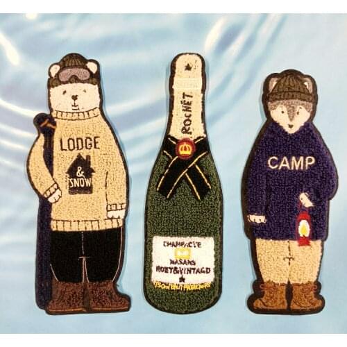 Garment accessory large embroidery big boys wolf dogs bottle cartoon patches for clothing PA-30