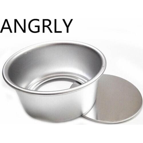 ANGRLY 5pcs Stainless Steel Anode 2 Inch Circular Activity Cake Mould Mini Chiffon Kitchen DIY Baking Mold Cake Bread Baking