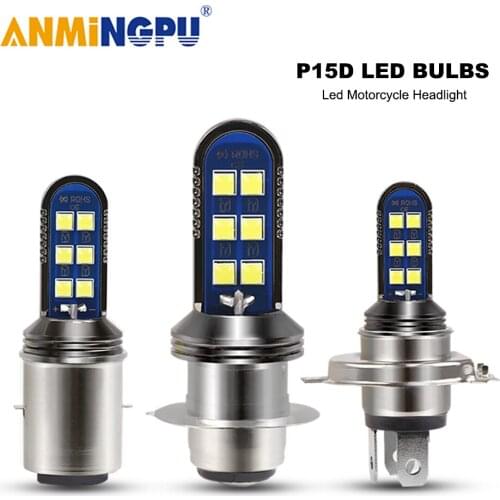 ANMINGPU 1X Motorcycle Headlight Bulbs P15D Led Hi/Low Beam H4 BA20D Canbus 3030Chips Led H6 Motobike Head Lamp 6000K 12V 24V