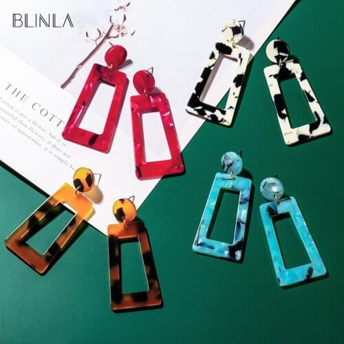 BLINLA New Bohemian Geometry Acrylic Statement Drop Earrings for Women Fashion 2020 Resin Leopard Hanging Dangle Earring Jewelry