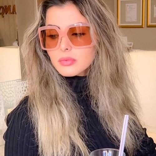 Oversized square Sunglasses Women Luxury Designer High qulity Big frame sunglasses ladies Vintage Pink Shades glasses Female