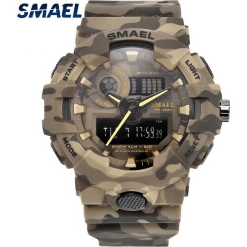 SMAEL Mens Watches Military Sport Watch LED Digital 50M Waterproof Quartz Watch Men Clock relogios masculino Reloj