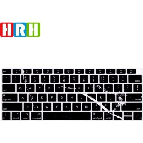HRH US Version English Language Marble black Silicone Keyboard Cover Skin laptop Protector for MacBook New Air 13 A1932 2018