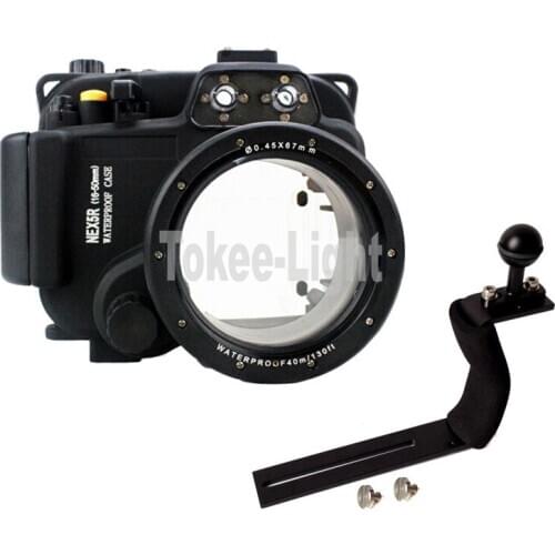 Underwater Waterproof Housing Diving Camera Case Bag for SONY NEX 5R 5T Nex-5R 5T fit 16-50mm lens with Arm Handle