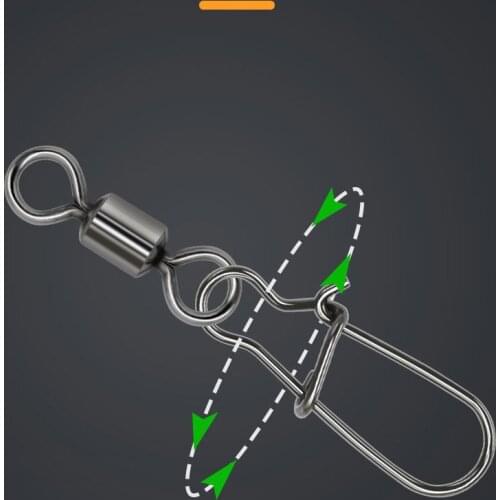 FOVONON 40pcs Bass Pike Fishing Accessories Connector Pin Bearing Rolling Swivel Stainless Steel Snap Wobbers Swivels Tackle