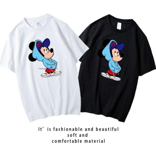 Disney Mickey Mouse T-shirt Cartoon Summer Short Sleeve T shirt Male Fashion Unisex Top Men and Women Cool Tee Clothes Bottoming