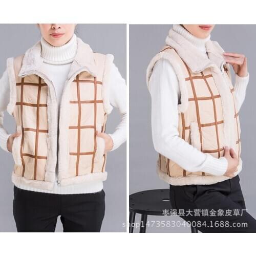 HOO new 2021 ms sheared sheep ma3 jia3 fur one sheepskin splicing vest