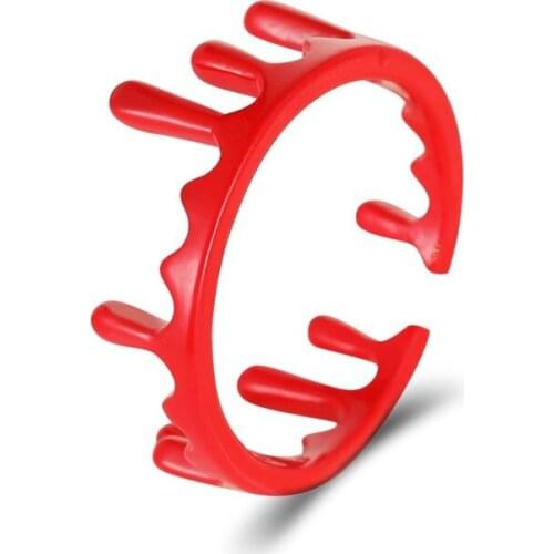 Fake-red-bleeding Ring Halloween Funny Rings For Women Horror Vampire Cutting Fake Bloodstain Ring Personality Resizable Ring