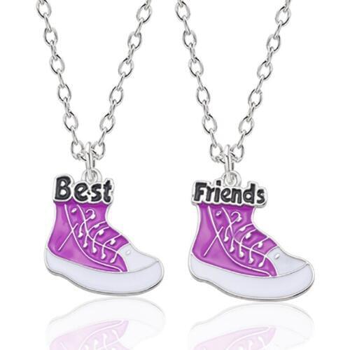 2 Pieces Of The Best Friend Necklace Creative Basketball Shoes Pendant Necklace Purple Shoes Pendant BFF Friendship Jewelry Gift