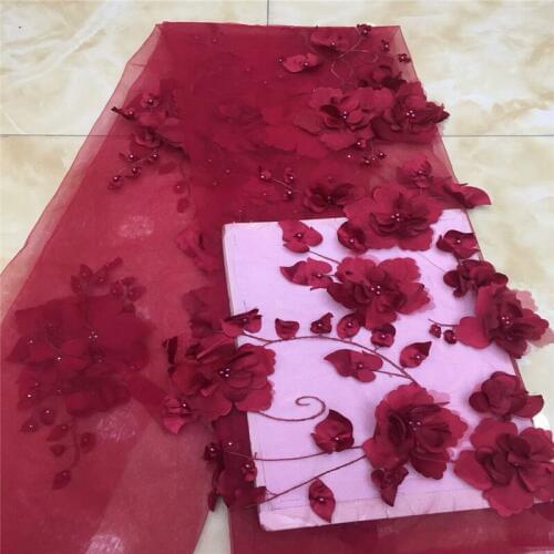 3D Appliqued lace African Tulle Lace Fabric 2018 High Quality Nigerian Lace Fabric For Embroidery French Lace dress x15-1