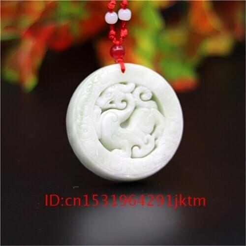 Pendant Gifts Necklace Jade Natural Men Fashion Dragon Carved Chinese Jewelry for Charm Accessories White Amulet