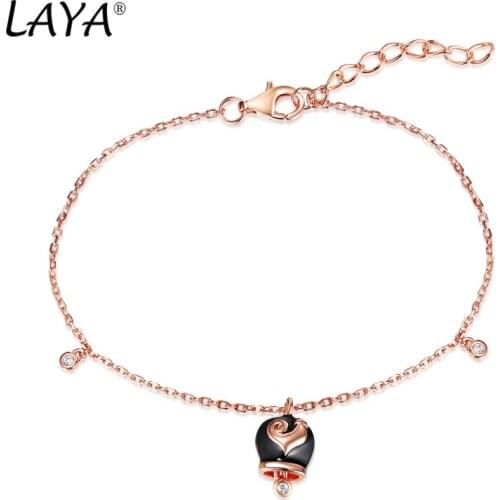 Laya Silver Bracelet For Women Pure 925 Sterling Silver Shiny White Cubic Zirconia Fine Jewelry Handmade Enamel 2021 Trend