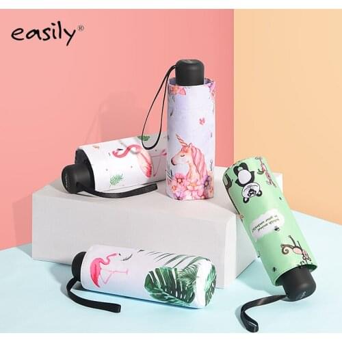 Easily 5 Fold Super Light 90cm Mini Sunshade With Thick Vinyl Sun Protection and Uv Protection Umbrella Upf50