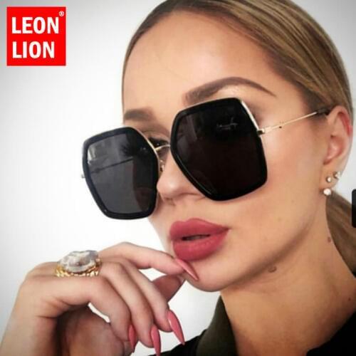 LeonLion 2021 New Polygon Sunglasses Women Luxury Brand Large Frame Sun Glasses For Women Retro Classic Outdoor Shopping Glasses