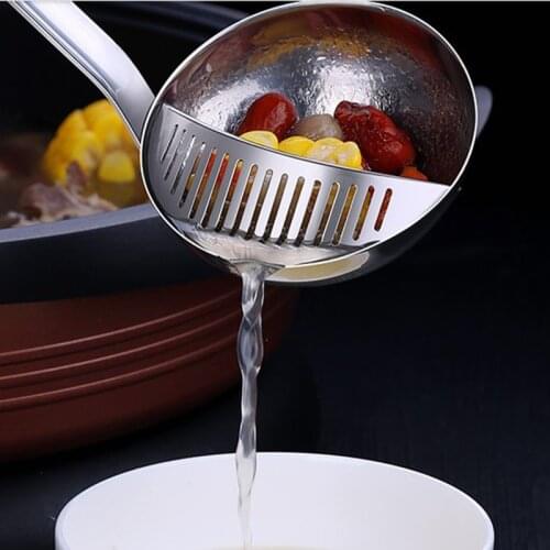 Double-Use Colander Set Cooking Spoon Strainer Stainless Steel Hot Pot Soup Spoon Kitchen Restaurant Supplies